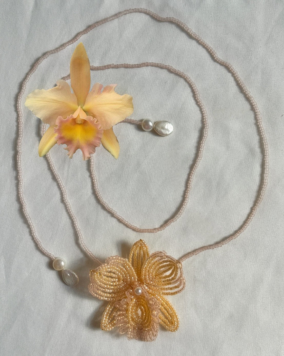 Creamy Yellow Orchid Necklace