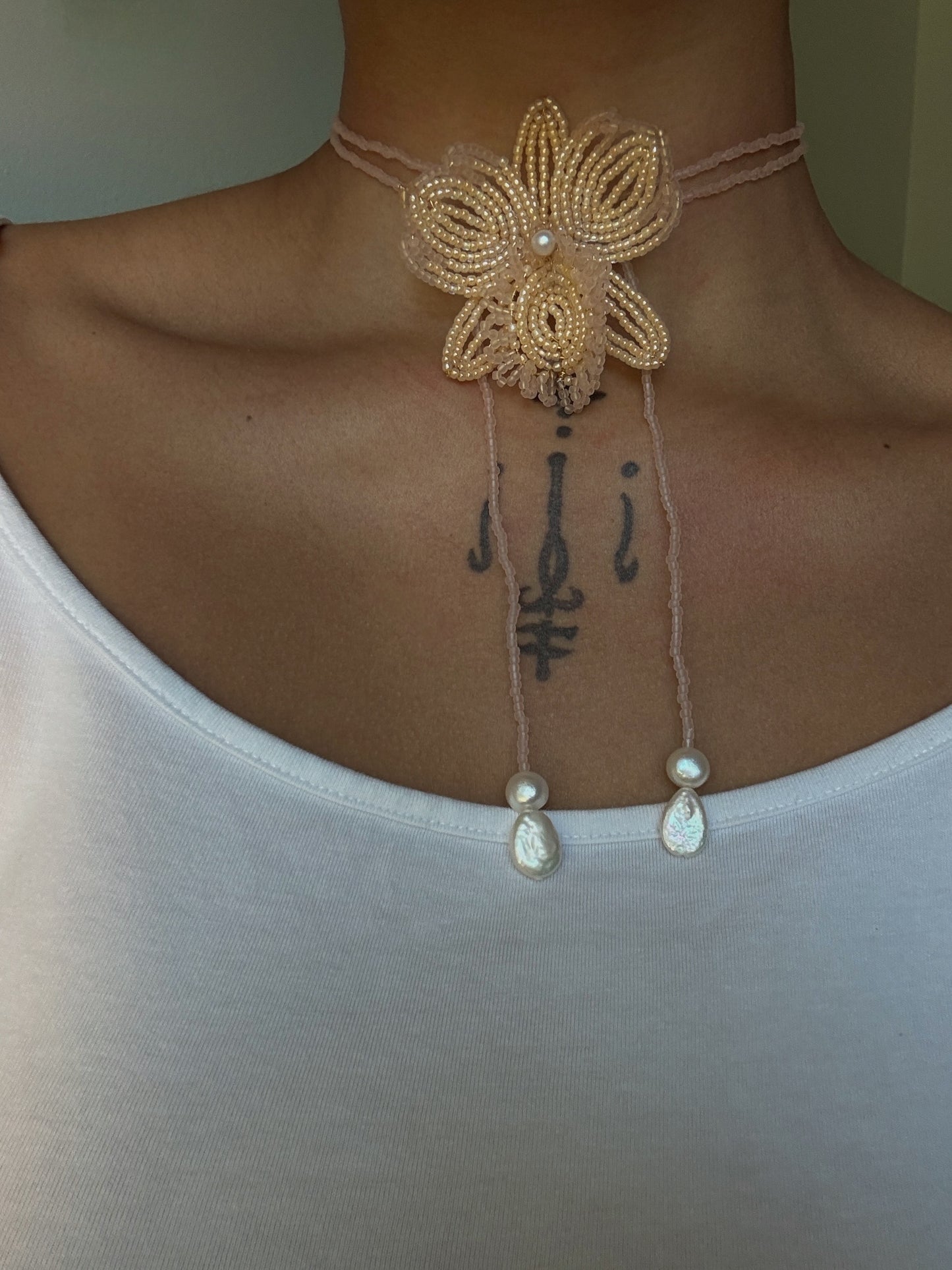 Creamy Yellow Orchid Necklace