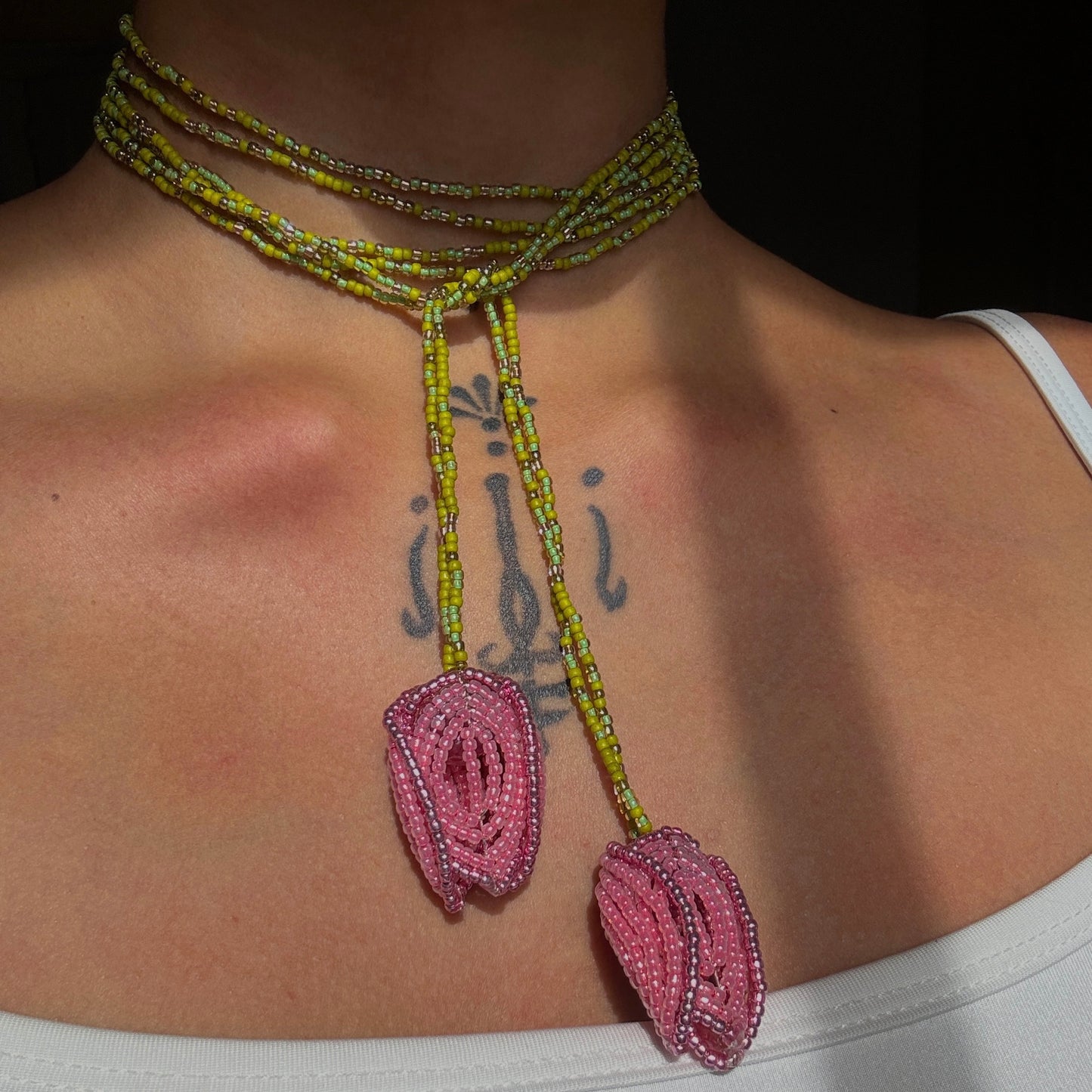 Sparkling Pink Tulip Necklace