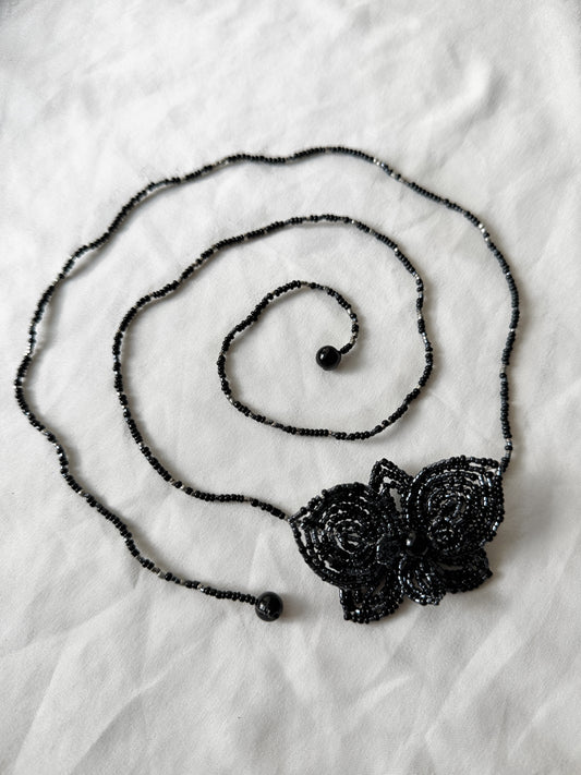 Obsidian Orchid Necklace