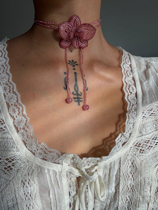 Raspberry Orchid Necklace