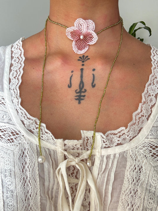 Pink Pansy Necklace